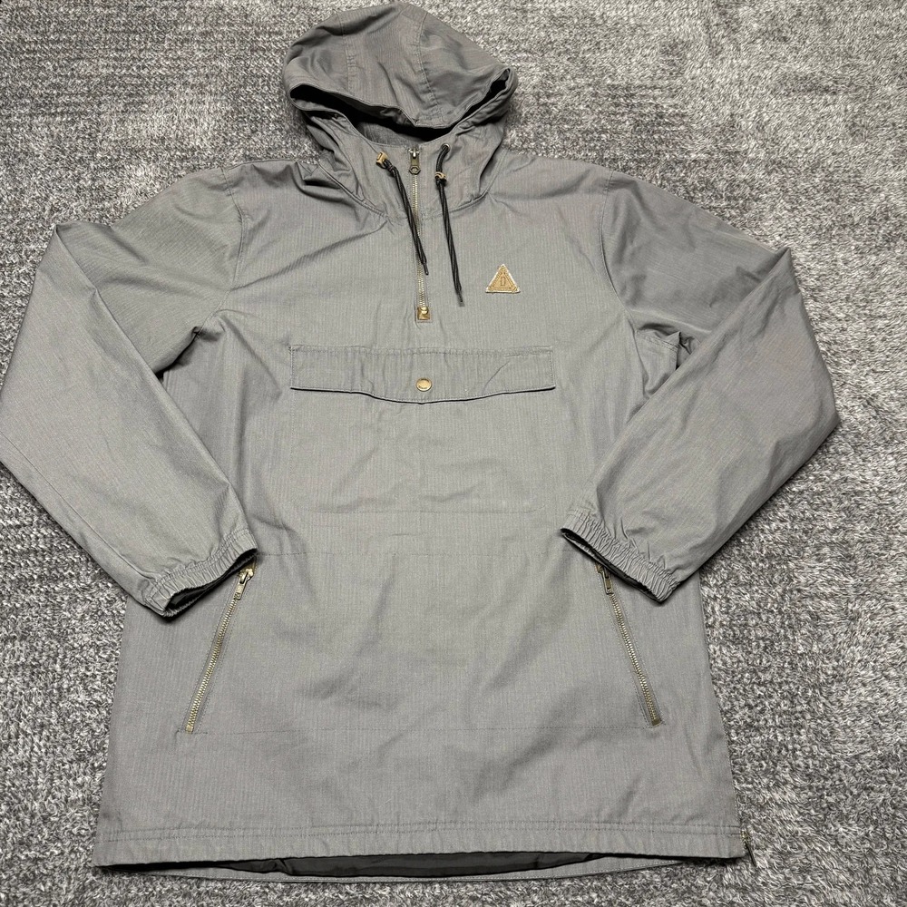 Dravus Mens Anorak Pullover Hooded Jacket Size L‎ Gray Windbreaker